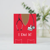 Ankündigung von Black LPN Nurse Abschluss Postkarte (Stehend Vorderseite)