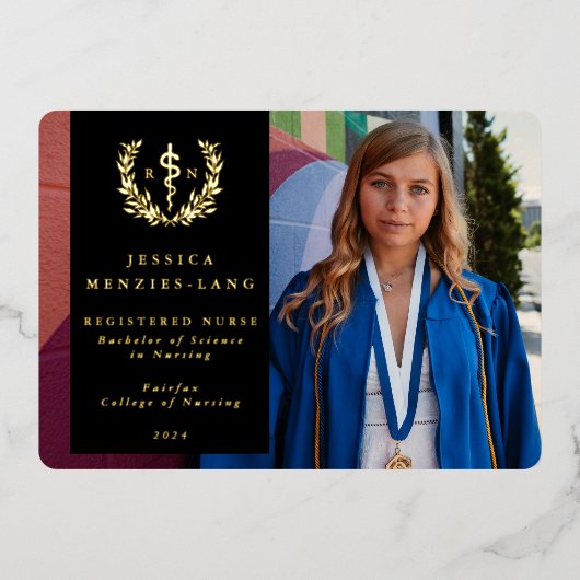 Ankündigung von Black RN Asclepius Abschluss Foto (Vorderseite)