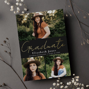 Ankündigung von Black Script Foil Abschluss Foto