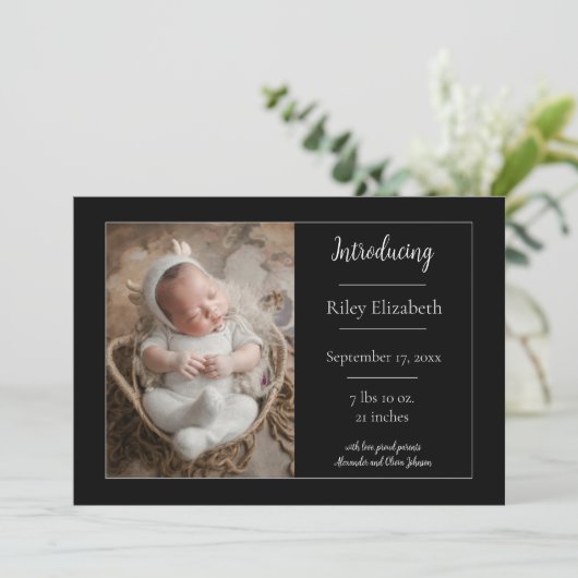 Ankündigung von Black Simple Foto (Stehend Vorderseite)