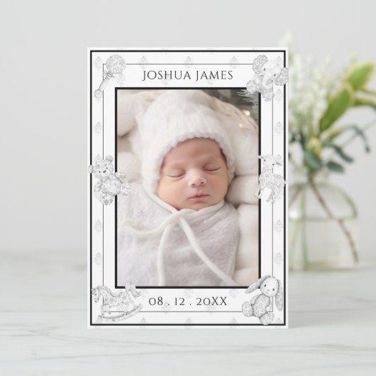 Ankündigung von Black Toile Baby Boy (Stehend Vorderseite)