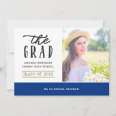 Ankündigung von Blue and Gold Abschluss Foto (Vorderseite)