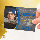 Ankündigung von Blue and Gold Chalkboard Abschluss