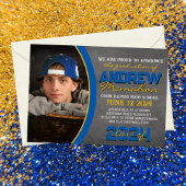 Ankündigung von Blue and Gold Chalkboard Abschluss