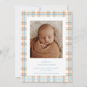 Ankündigung von Blue and Orange Kariert Baby