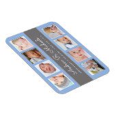 Ankündigung von Blue baby boy Newborn Foto Collage Magnet (Rechte Seite)