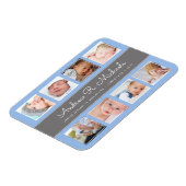 Ankündigung von Blue baby boy Newborn Foto Collage Magnet (Linke Seite)