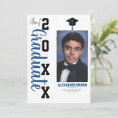 Ankündigung von Blue & Black Abschluss Foto (Stehend Vorderseite)