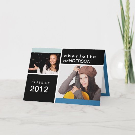 Ankündigung von Blue Black Custom Foto Abschluss (Vorderseite)