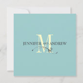 Ankündigung von Blue Cream Save the Date Monogram (Rückseite)