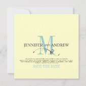 Ankündigung von Blue Cream Save the Date Monogram (Vorderseite)