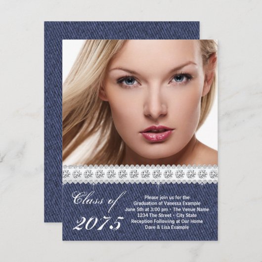 Ankündigung von Blue Denim und Diamond Abschluss (Vorne/Hinten)