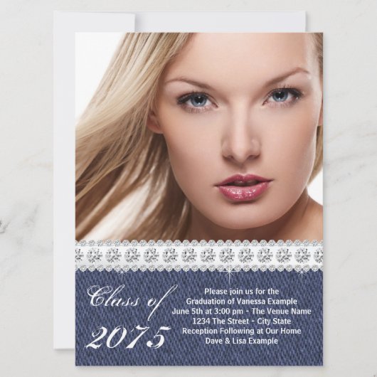 Ankündigung von Blue Denim und Diamond Abschluss (Vorderseite)