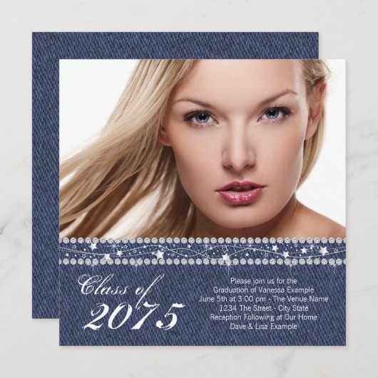 Ankündigung von Blue Denim und Diamond Abschluss (Vorne/Hinten)