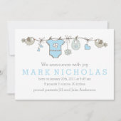 Ankündigung von Blue elegante Baby Boys (Vorderseite)