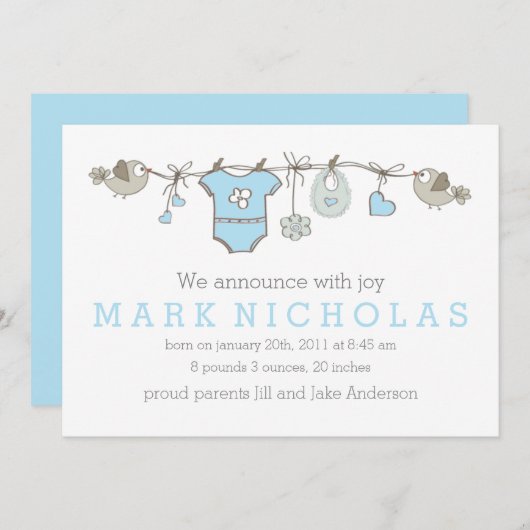 Ankündigung von Blue elegante Baby Boys (Vorne/Hinten)