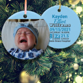 Ankündigung von Blue Familienname baby Keramik Ornament
