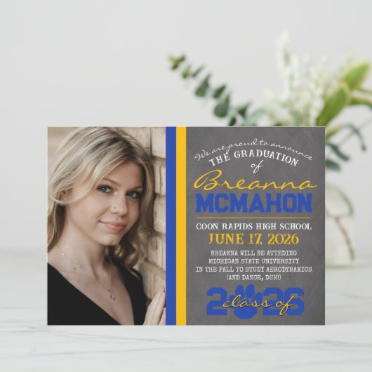 Ankündigung von Blue & Gold Paw Print Abschluss (Stehend Vorderseite)