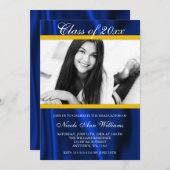 Ankündigung von Blue Gold Satin Foto Abschluss (Vorne/Hinten)