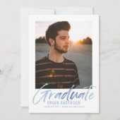 Ankündigung von Blue Handwriting Foto Abschluss (Vorderseite)