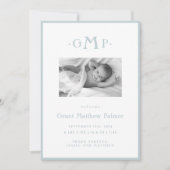 Ankündigung von Blue Monogram Boy Baby (Vorderseite)