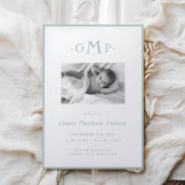 Ankündigung von Blue Monogram Boy Baby