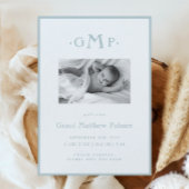 Ankündigung von Blue Monogram Boy Baby