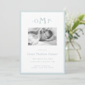 Ankündigung von Blue Monogram Boy Baby (Stehend Vorderseite)