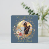 Ankündigung von Blue Moonflower Save the Date Foto (Stehend Vorderseite)