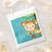 Ankündigung von Blue Niedlich Monkey Baby Boy Geschenktütchen (Ausgeschnitten)