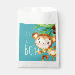 Ankündigung von Blue Niedlich Monkey Baby Boy Geschenktütchen