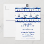 Ankündigung von Blue Sailboat Boating Moving Karte (Vorne/Hinten)