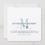 Ankündigung von Blue Save the Date Monogram (Vorderseite)