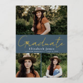 Ankündigung von Blue Script Foil Abschluss Foto (Vorderseite)