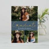 Ankündigung von Blue Script Foil Abschluss Foto (Stehend vorne)