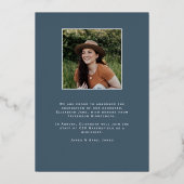 Ankündigung von Blue Script Foil Abschluss Foto (Rückseite)