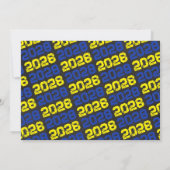 Ankündigung von Blue & Yellow Chalkboard Abschluss (Rückseite)