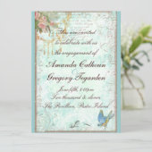 Ankündigung von Bluebird & Pink Roses Verlobung (Stehend Vorderseite)