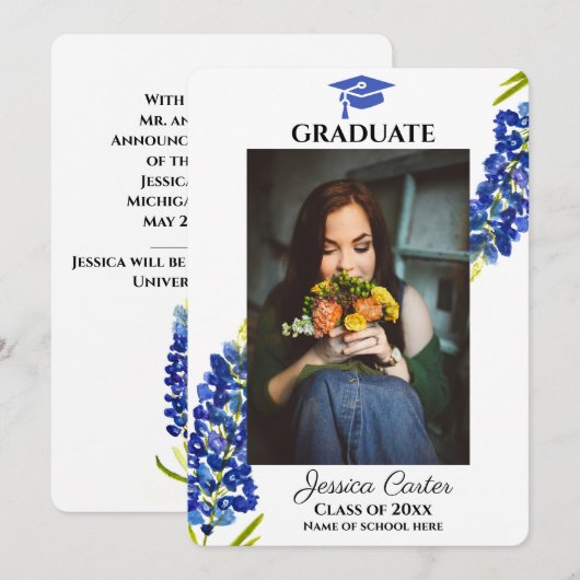 Ankündigung von Bluebonnets Abschluss (Vorne/Hinten)