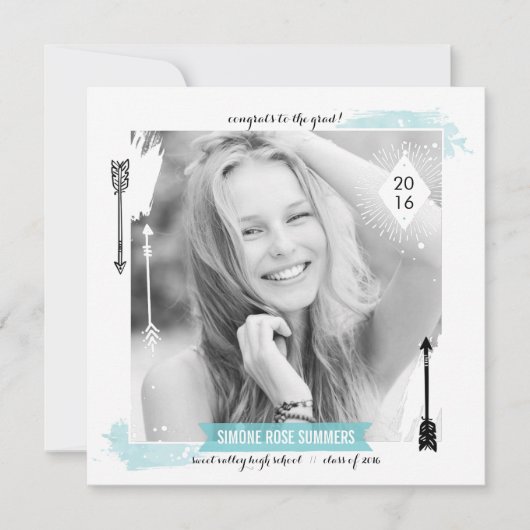 Ankündigung von Boho Chic Foto Graduation (Vorderseite)