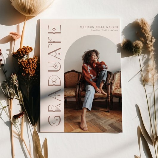 Ankündigung von Boho Graduate Blush Pink Abschluss