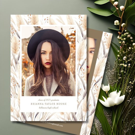 Ankündigung von Boho Pampas Grass Graduate Foto