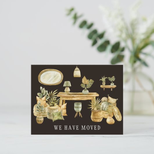 Ankündigung von Boho Watercolor Moving (Stehend Vorderseite)