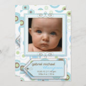 Ankündigung von Boy Blue Polka Dot & Stripes Baby (Vorne/Hinten)