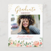 Ankündigung von Budget Coral Floral Foto Abschluss (Vorderseite)