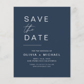 Ankündigung von Budget Navy Blue Save the Date Fot (Rückseite)