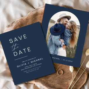 Ankündigung von Budget Navy Blue Save the Date Fot
