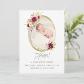 Ankündigung von Burgund und Blush Geometric Birth (Stehend Vorderseite)