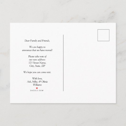 Ankündigung von Burgundy New Zuhause Script Moving (Rückseite)