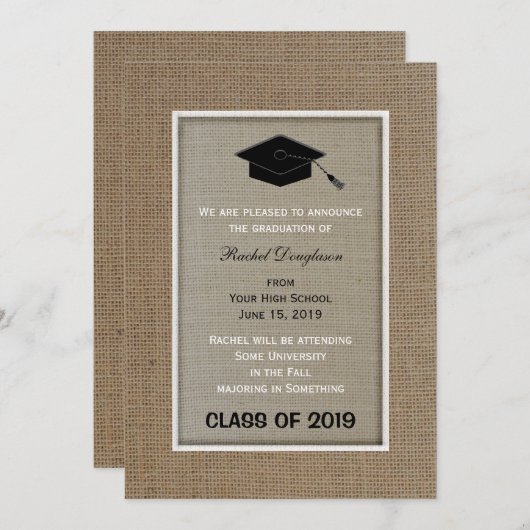 Ankündigung von Burlap-Abschluss (Vorne/Hinten)